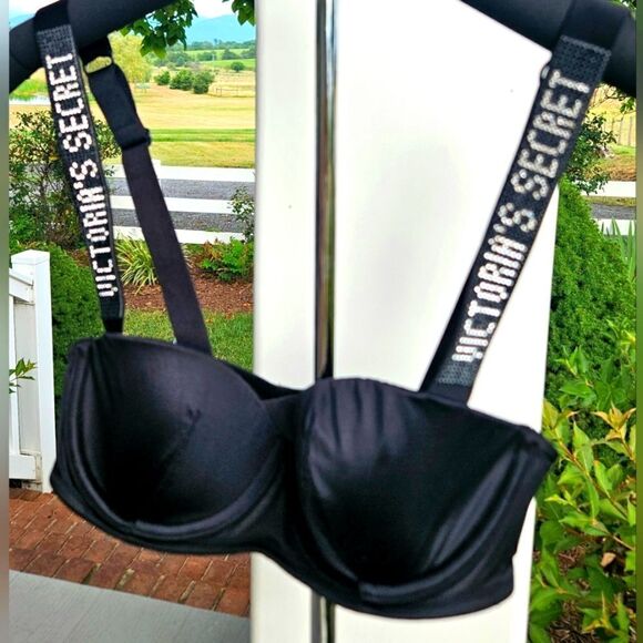 Victoria's Secret lined black bling balconet bra 32B limited edition NEW - Picture 7 of 11